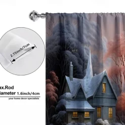 2PCS Landscape Painting Series Curtains 3D Digital Printing Fabric Curtains Window Screens