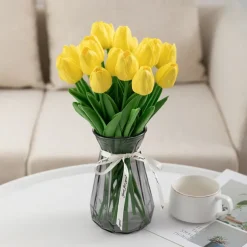 10pcs Lifelike PU Tulip Artificial Flowers: Perfect for Home Decor, Wedding Decorations, and Events - Realistic Feel Tulips for Added Elegance
