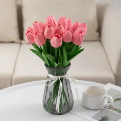 10pcs Lifelike PU Tulip Artificial Flowers: Perfect for Home Decor, Wedding Decorations, and Events - Realistic Feel Tulips for Added Elegance