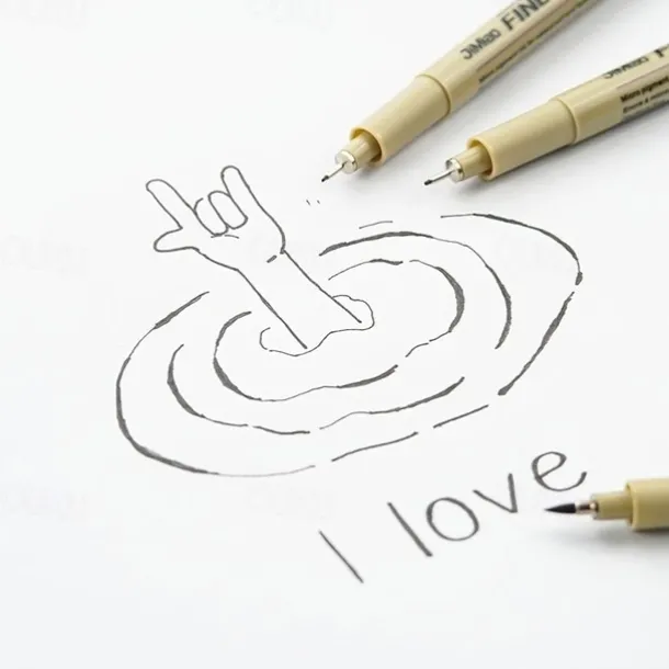 12Pcs Line Markers Plastic Drawing Pens Fine Point Line Painting Pens Compatible Writing Painting 005 01 02 03 04 05 08 Brush Different Tip Black Fineliner Sketching Pen