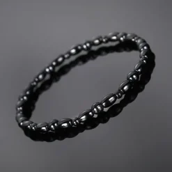 2Pcs Lose Weight Girl Women Men Charm Magnetic Black Stone Anklet Natural Black Obsidian Magnetic Therapy Anklet Slim Hematite Anklet