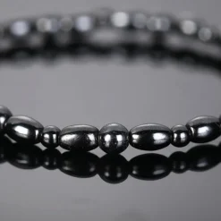 2Pcs Lose Weight Girl Women Men Charm Magnetic Black Stone Anklet Natural Black Obsidian Magnetic Therapy Anklet Slim Hematite Anklet