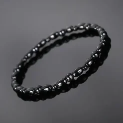 2Pcs Lose Weight Girl Women Men Charm Magnetic Black Stone Anklet Natural Black Obsidian Magnetic Therapy Anklet Slim Hematite Anklet