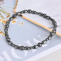2Pcs Lose Weight Girl Women Men Charm Magnetic Black Stone Anklet Natural Black Obsidian Magnetic Therapy Anklet Slim Hematite Anklet