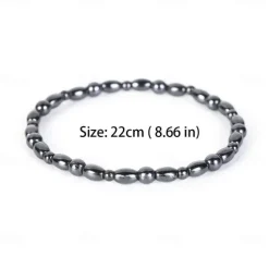 2Pcs Lose Weight Girl Women Men Charm Magnetic Black Stone Anklet Natural Black Obsidian Magnetic Therapy Anklet Slim Hematite Anklet