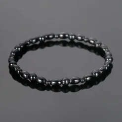 2Pcs Lose Weight Girl Women Men Charm Magnetic Black Stone Anklet Natural Black Obsidian Magnetic Therapy Anklet Slim Hematite Anklet