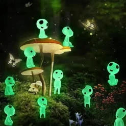 5pcs Luminous Tree Elves Spirit Princess Mononoke Micro Landscape Figure Ornament Glowing Miniature Gardening Potted Decor
