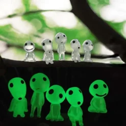 5pcs Luminous Tree Elves Spirit Princess Mononoke Micro Landscape Figure Ornament Glowing Miniature Gardening Potted Decor
