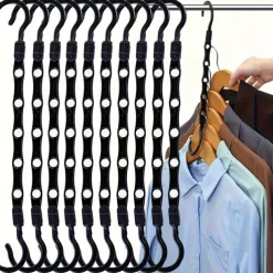 10pcs Magic Hanger - Space Saving Wardrobe Organizer For Heavy Clothes - Sturdy Plastic Multifunctional Hanger For Clothing Stores