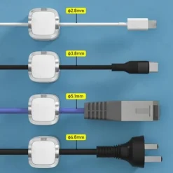 6pcs Magnetic Cable Organizer Clips - Self-Adhesive Cord Management Holder for Desk, No Nails Needed, Cable Clamp and Ties for Wire Storage and Organization