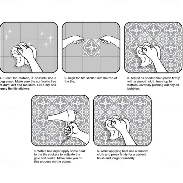 24Pcs Mandala Style Tiles Tickers Wall Decals Mosaic Tile Stickers Retro Wall Stickers Waterproof And Removable