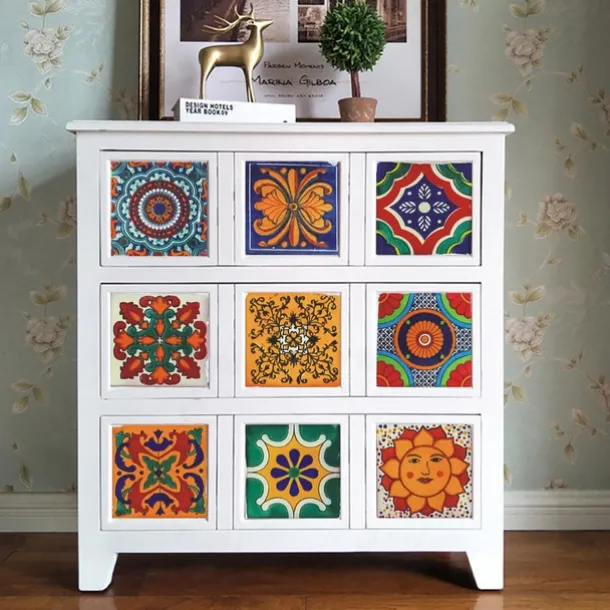 24Pcs Mandala Style Tiles Tickers Wall Decals Mosaic Tile Stickers Retro Wall Stickers Waterproof And Removable