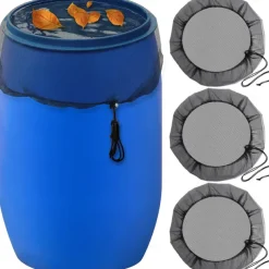 2Pcs Mesh Cover for Rain Barrels with Drawstring Water Collection Buckets Tank Protector Screen for Preventing Fallen Leaves in Outdoor Garden Eaves