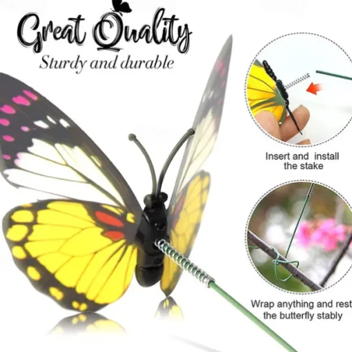 20pcs Metal Wire Butterfly Plant Stakes Garden Decor Butterfly Stakes Outdoor Yard Planter Flower Pot Bed Yard Garden Lawn Decor