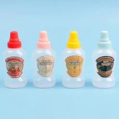 4pcs Mini Condiment Squeeze Bottles 40ml Honey/Ketchup/Soy Sauce/Salad Dressing Dispensers Lunchbox Squeezable Containers Jars