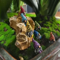 7pcs Mini Gnome Statue Set – Charming Resin Garden Figurines for Fairy Garden, Planters, and Home Décor – Perfect for Outdoor Halloween and Rustic Themes