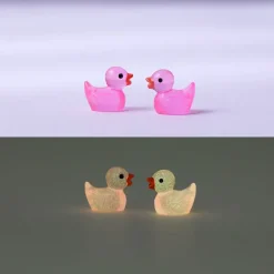 30pcs Mini Luminous Ducks Cute Resin Ducks Glow In The Dark Miniature Ornament Tiny Ducks For DIY Garden Dollhouse