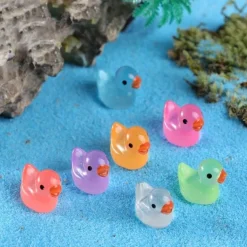 30pcs Mini Luminous Ducks Cute Resin Ducks Glow In The Dark Miniature Ornament Tiny Ducks For DIY Garden Dollhouse