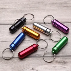 3Pcs Mini Portable Travel Pill Case Waterproof Container Keychain Tools Capsule Bottles Key Ring Chain Pill Holder Medicine Boxes Random Color