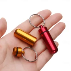 3Pcs Mini Portable Travel Pill Case Waterproof Container Keychain Tools Capsule Bottles Key Ring Chain Pill Holder Medicine Boxes Random Color