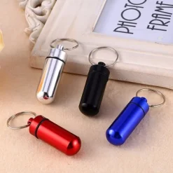 3Pcs Mini Portable Travel Pill Case Waterproof Container Keychain Tools Capsule Bottles Key Ring Chain Pill Holder Medicine Boxes Random Color