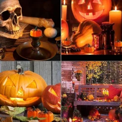 12pcs Mini Pumpkin Candles Flameless Candle Lights Thanksgiving Pumpkin Tea Lights LED Tea Light Pumpkin Candles Battery Operated Autumn Halloween Thanksgiving Home Decoration