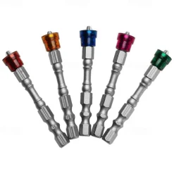 5PCS 65mm Anti-Slip Electric Magnetic Nut Driver Set 1/4 Inch Hex Shank S2 PH2 Magnetic Phillips Cross Screw Screwdriver Bits Set Electric Power Driver Bit Set Gift for Machinist