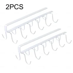 2pcs No-Drill Household Kitchen Cup Racks: Cabinet Hanging Shelves, Suspended Cup Holder Hooks for Organizing and Storing Cups