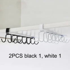 2pcs No-Drill Household Kitchen Cup Racks: Cabinet Hanging Shelves, Suspended Cup Holder Hooks for Organizing and Storing Cups