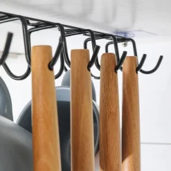 2pcs No-Drill Household Kitchen Cup Racks: Cabinet Hanging Shelves, Suspended Cup Holder Hooks for Organizing and Storing Cups