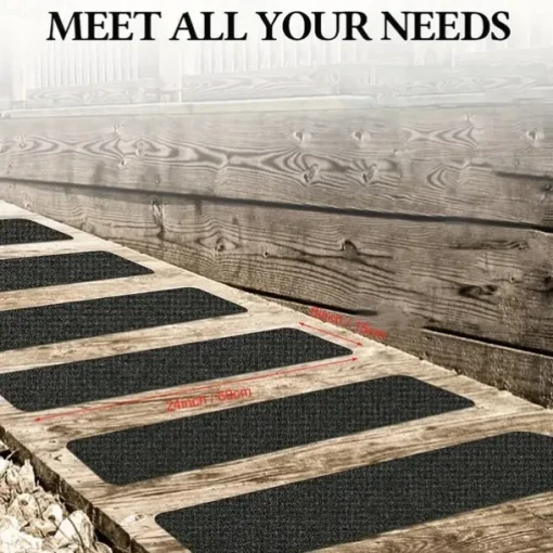 10pcs Non Slip Outdoor Stair Treads 6x24 Black Pre-Cut 80 Grit Anti Slip Grip Tape Non Skid Heavy Duty Traction Adhesive Step Stripes For Staircase Skateborad And Deck