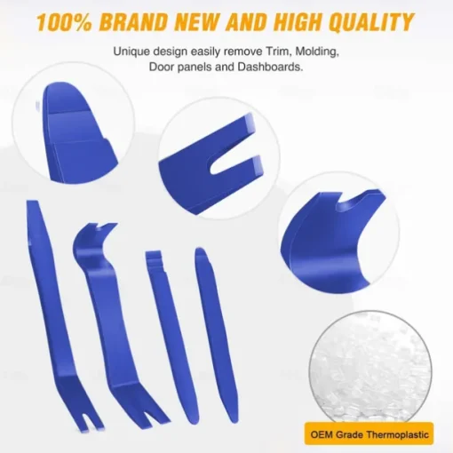 5Pcs Nylon Auto Trim Removal Tool Kit No-Scratch Pry Tool Kit for Car Door Clip Panel & Audio Dashboard Dismantle Black
