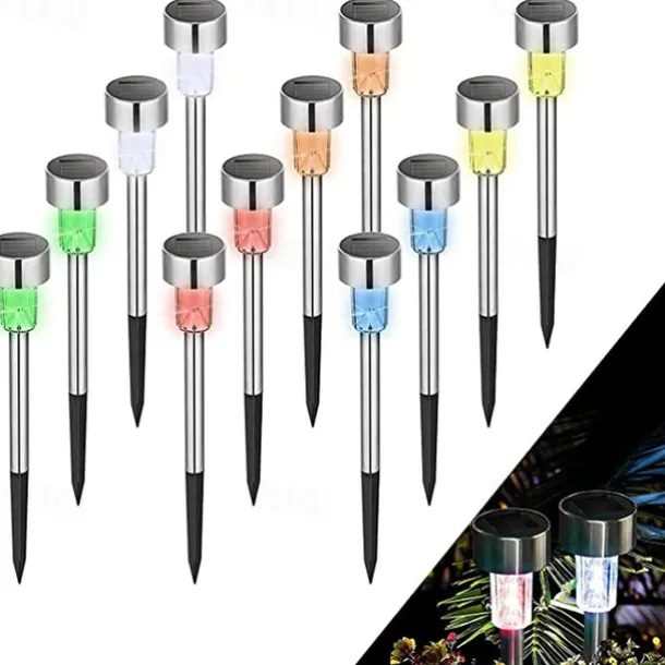 12pcs Outdoor Pathway Lights Solar Garden Light Waterproof LED Solar Lawn Light Garden Deck Walkway Solar Landscape Decoration Night Light