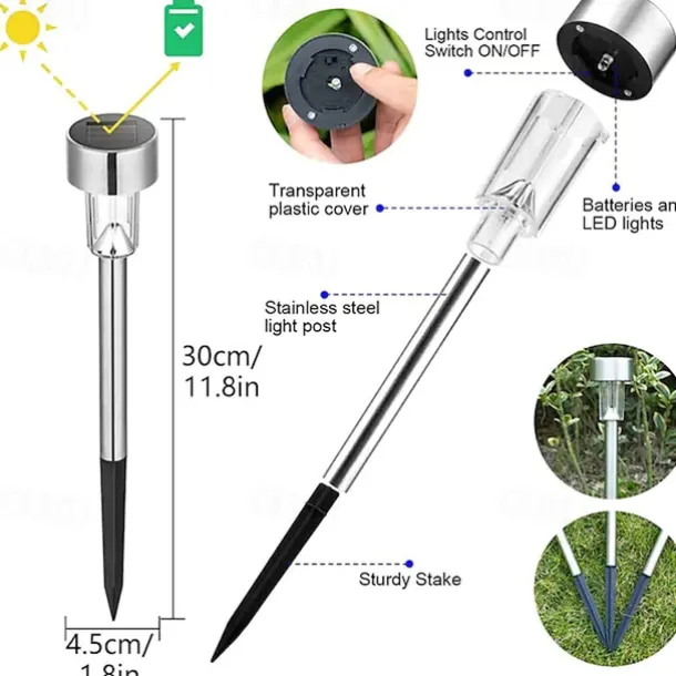 12pcs Outdoor Pathway Lights Solar Garden Light Waterproof LED Solar Lawn Light Garden Deck Walkway Solar Landscape Decoration Night Light