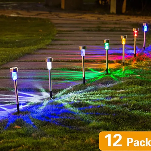 12pcs Outdoor Pathway Lights Solar Garden Light Waterproof LED Solar Lawn Light Garden Deck Walkway Solar Landscape Decoration Night Light