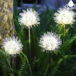 2pcs Outdoor Solar Dandelion Shaped Lawn Light IP65 Waterproof Garden Lamp for Christmas Patio Wedding Party Holiday Yard Trail Decoration Lingting