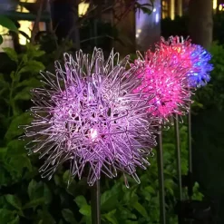 2pcs Outdoor Solar Dandelion Shaped Lawn Light IP65 Waterproof Garden Lamp for Christmas Patio Wedding Party Holiday Yard Trail Decoration Lingting