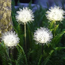 2pcs Outdoor Solar Dandelion Shaped Lawn Light IP65 Waterproof Garden Lamp for Christmas Patio Wedding Party Holiday Yard Trail Decoration Lingting