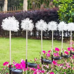 2pcs Outdoor Solar Dandelion Shaped Lawn Light IP65 Waterproof Garden Lamp for Christmas Patio Wedding Party Holiday Yard Trail Decoration Lingting