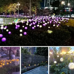 2pcs Outdoor Solar Dandelion Shaped Lawn Light IP65 Waterproof Garden Lamp for Christmas Patio Wedding Party Holiday Yard Trail Decoration Lingting