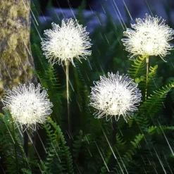 2pcs Outdoor Solar Dandelion Shaped Lawn Light IP65 Waterproof Garden Lamp for Christmas Patio Wedding Party Holiday Yard Trail Decoration Lingting