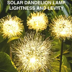 2pcs Outdoor Solar Dandelion Shaped Lawn Light IP65 Waterproof Garden Lamp for Christmas Patio Wedding Party Holiday Yard Trail Decoration Lingting