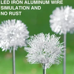 2pcs Outdoor Solar Dandelion Shaped Lawn Light IP65 Waterproof Garden Lamp for Christmas Patio Wedding Party Holiday Yard Trail Decoration Lingting