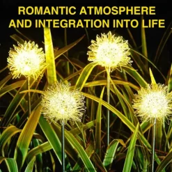 2pcs Outdoor Solar Dandelion Shaped Lawn Light IP65 Waterproof Garden Lamp for Christmas Patio Wedding Party Holiday Yard Trail Decoration Lingting