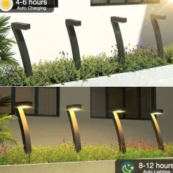2pcs Outdoor Solar Landerscape Lighting Pathway Light Flame Shaped Lawn Light Outdoor Garden Lights for Patio Villa Park Lawn Walkway Waterproof Lighting Atmosphere Landscape Decor Light