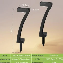 2pcs Outdoor Solar Landerscape Lighting Pathway Light Flame Shaped Lawn Light Outdoor Garden Lights for Patio Villa Park Lawn Walkway Waterproof Lighting Atmosphere Landscape Decor Light