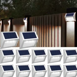 6/12pcs Outdoor Wall Lights Solar Step Fence Lights Stair Waterproof Garden Patio Outdoor Wall Lights Solar Waterproof Lighting Decoration Lamp