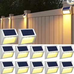 6/12pcs Outdoor Wall Lights Solar Step Fence Lights Stair Waterproof Garden Patio Outdoor Wall Lights Solar Waterproof Lighting Decoration Lamp