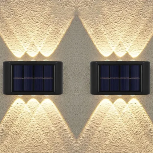 2pcs Outdoor Wall Lights Solar Waterproof LED Lamp Porch Wall Lamps 6LEDs Courtyard Lighting for Garden Balcony Decorative Landscape Street Light