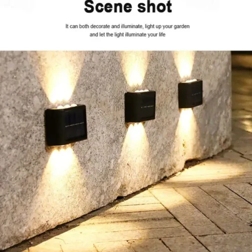 2pcs Outdoor Wall Lights Solar Waterproof LED Lamp Porch Wall Lamps 6LEDs Courtyard Lighting for Garden Balcony Decorative Landscape Street Light